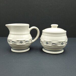 Longaberger Woven Traditions Classic Blue Creamer and Sugar Bowl with Lid
